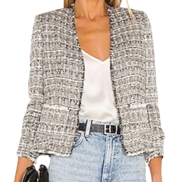 L'AGENCE Jackets & Blazers - L’AGENCE Adette Tweed Fringed Blazer Size (4)